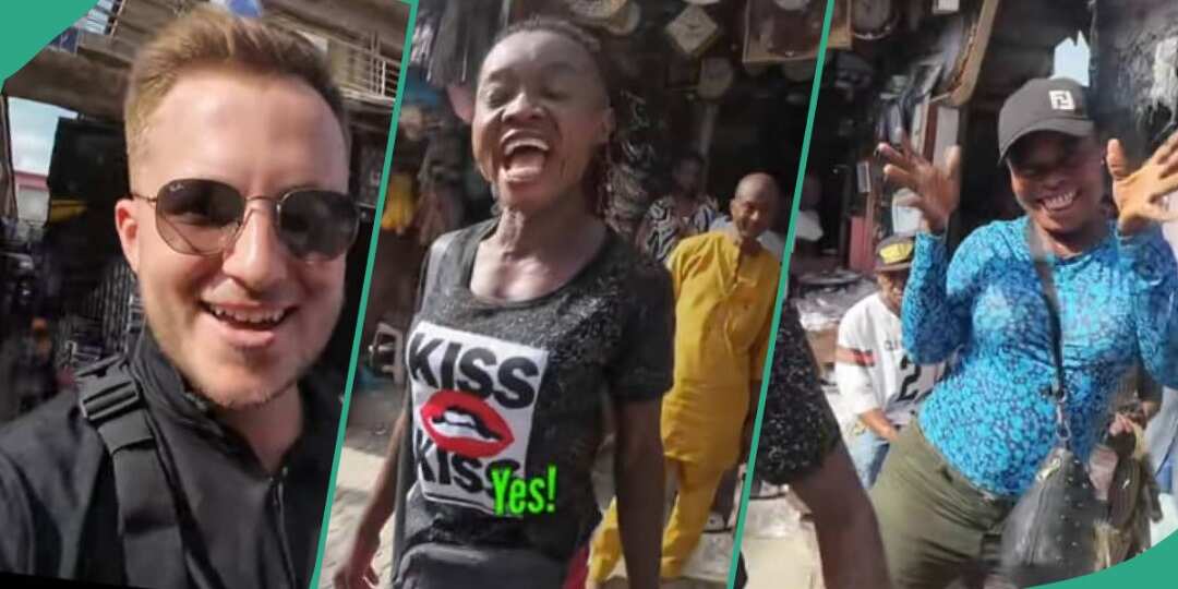 “Lagos Is Not for The Weak”: Market Women Rush Oyinbo Man Who Arrived to Buy Items, Video Trends