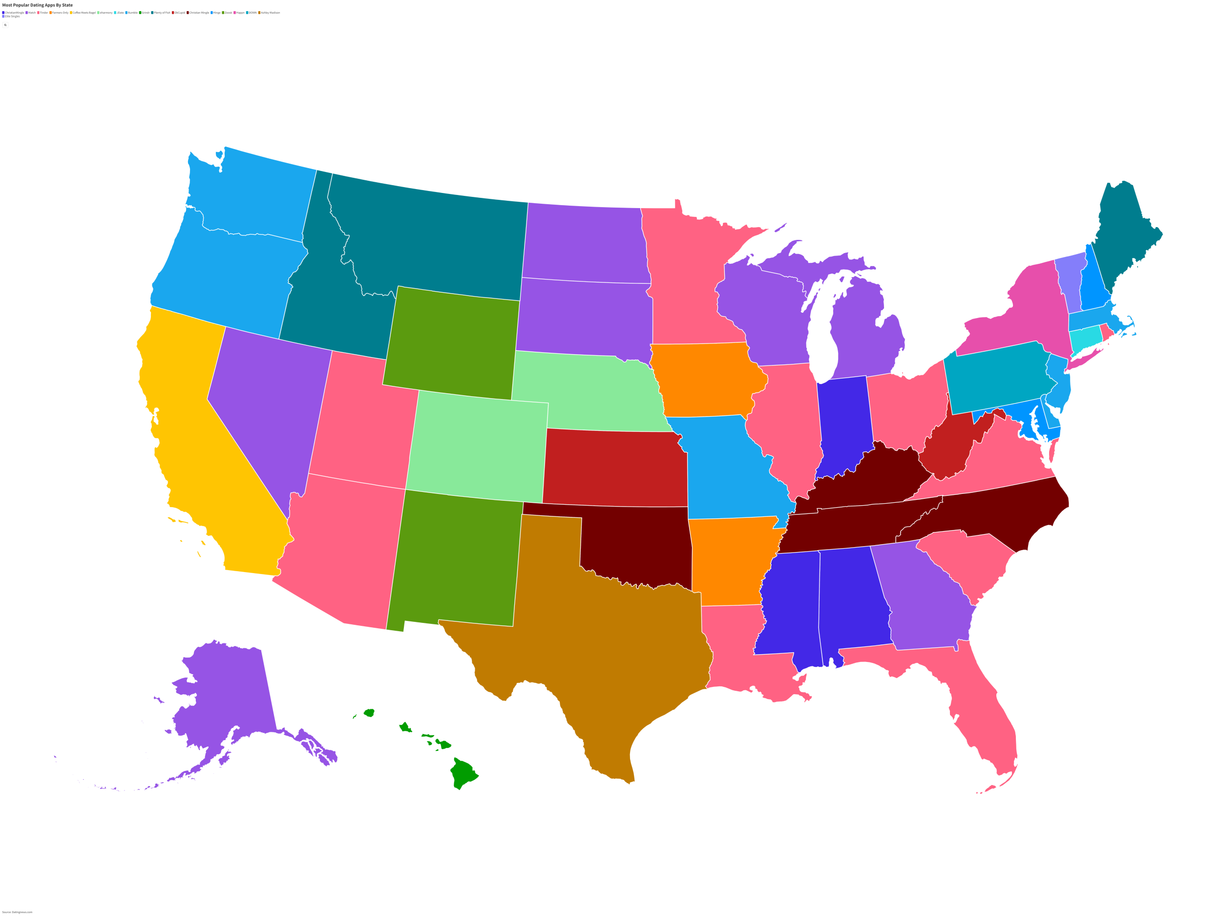 Map Shows Most Popular Dating Apps in Each State [Video]