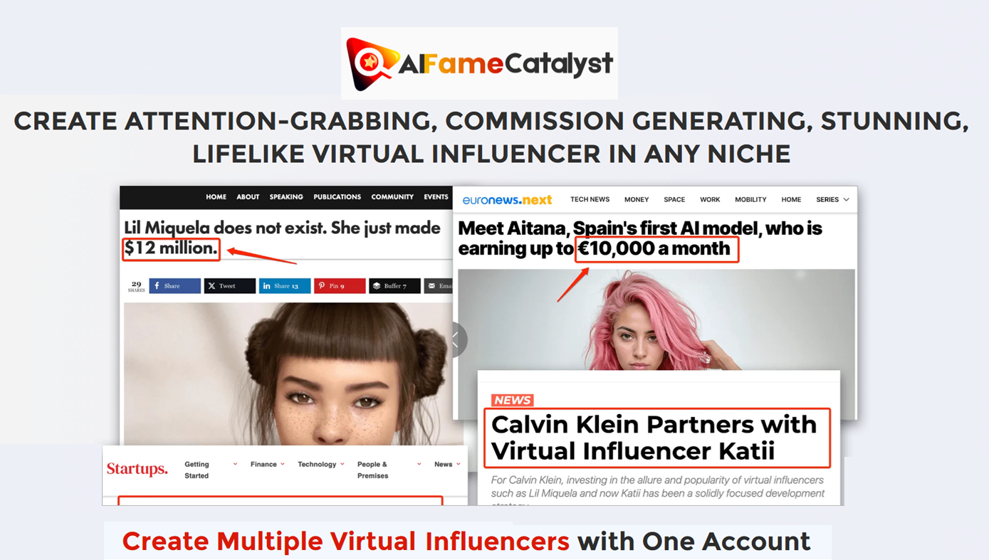 Virtual Influencers Crack Brand Deals Through AIFameCatalyst Tool  Online Marketing Scoops [Video]